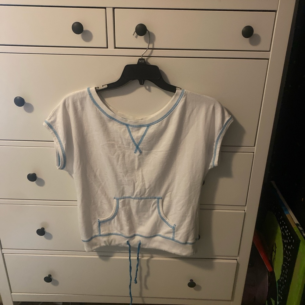 Blue and white crop top